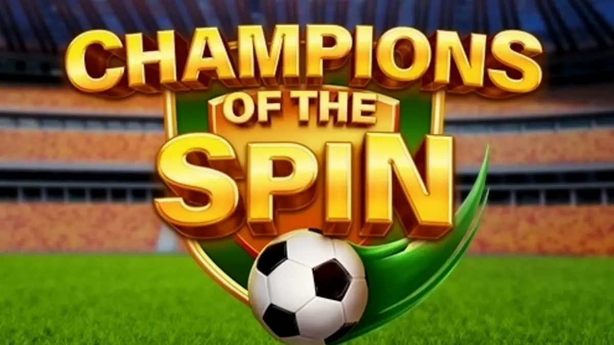 Interface visual do slot Champion of The Spin com tema de estádio de futebol